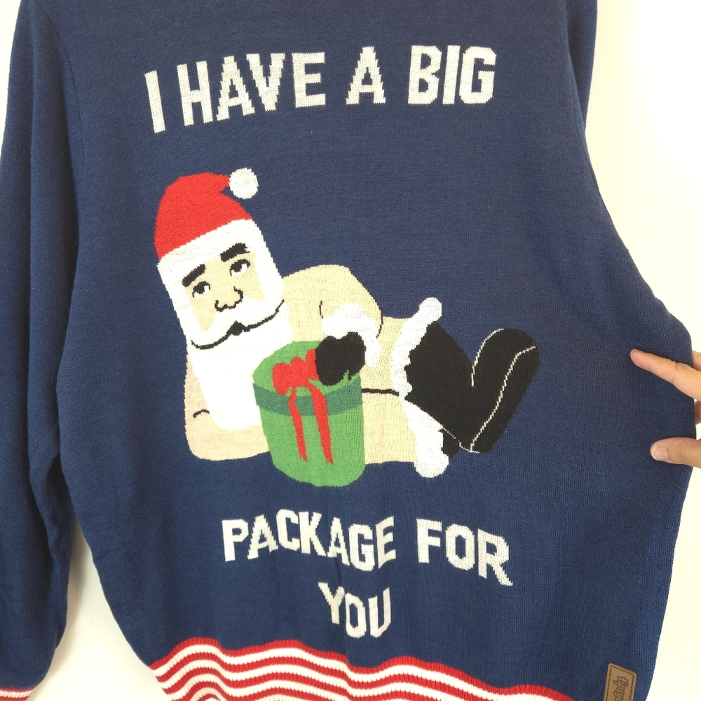 Tipsy Elves Men's Big Package Ugly Christmas Sweater - Picture 3 of 11